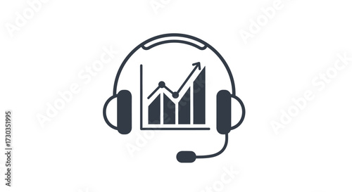 Headset overlaying a statistical graph symbolizing the audio representation of data performance