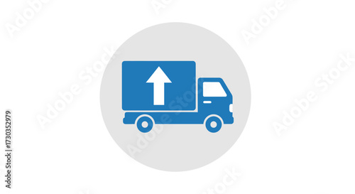 Illustration of a moving truck with an upward arrow indicating transport or relocation services