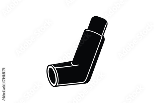 Simple black and white illustration of a medical inhaler device