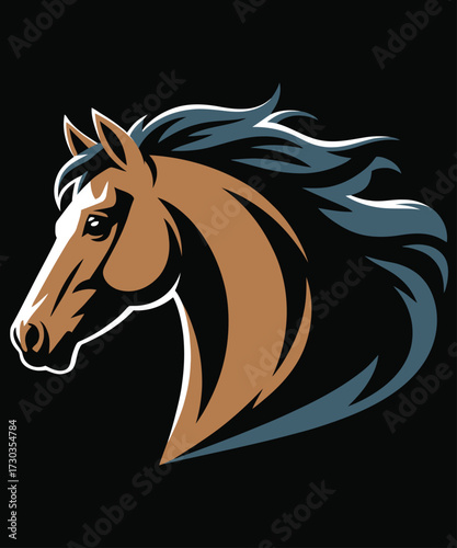 Black and White Galloping Horse Illustration, A dynamic illustration of a horse, rendered in black and white, dominates the frame. The horse is depicted mid-gallop, all four hooves off the ground