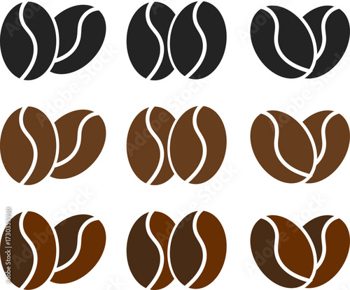 Coffee beans icon set. Coffee bean symbol