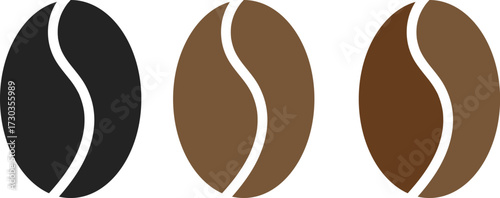 Coffee beans icon set. Coffee bean symbol