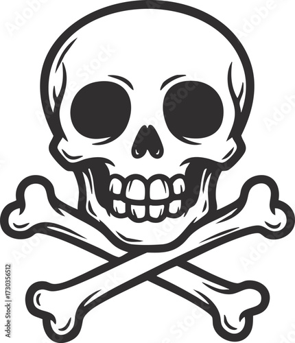 Skull and bones illustration. Vector. Isolated.