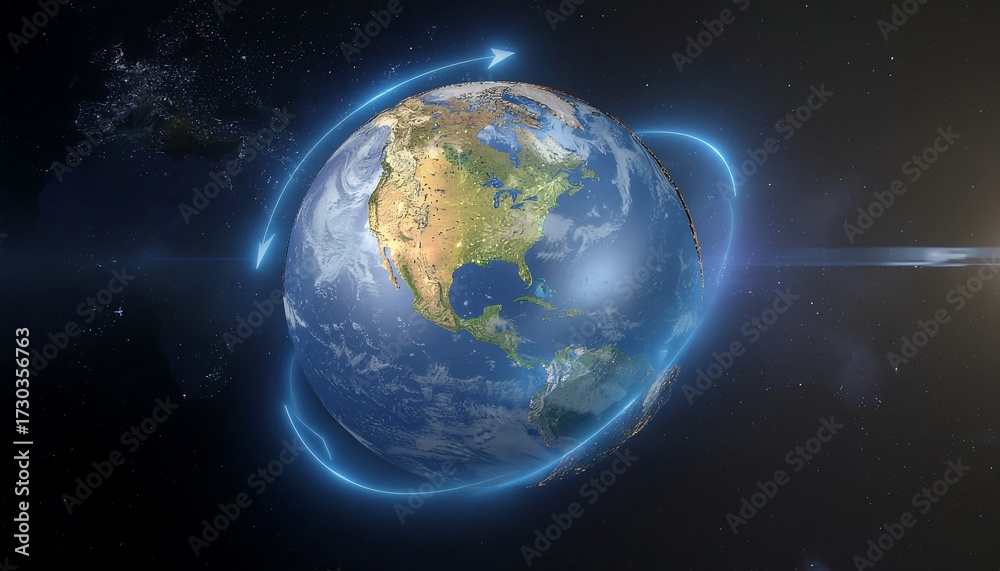 Fototapeta premium Global Connectivity A World United by Technology and Flow of Information