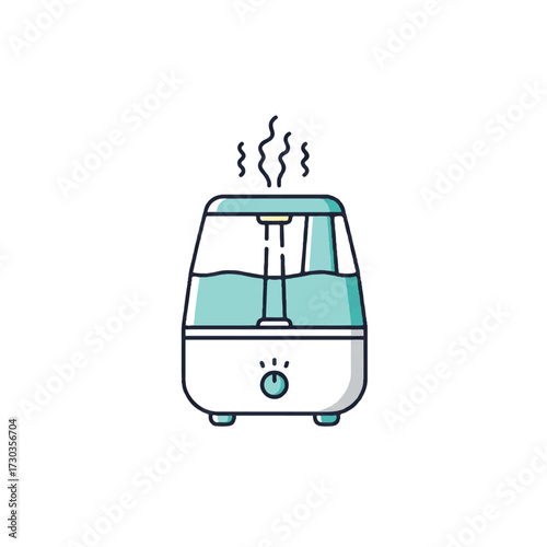 Minimalist Humidifier Line Icon: Modern Vector Illustration for Smart Home Climate, Comfort, and Air Moisture Control