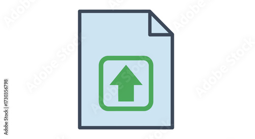 Stylized digital file transfer icon with upwards direction, modern upload concept