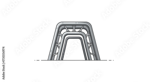 Artistic Metal Structure isolated on white background, modern archway
