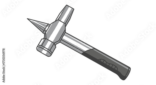 Artistic illustration of a metal hammer tool showcasing craftsmanship