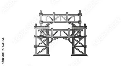 Architectural arch structure constructed from metal framework illustration
