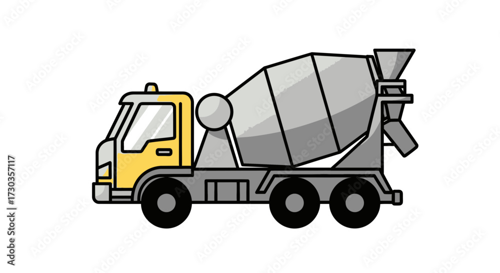 Fototapeta premium Cartoon cement mixer truck icon for building and construction concept