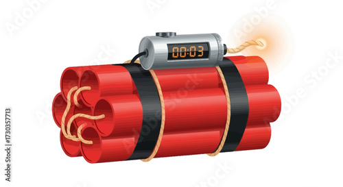 Dynamite sticks with timer, a countdown to impending, high-tension moment