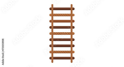 Illustration of a wooden rope ladder against a plain white background