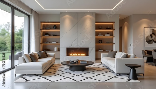 living room with fireplace