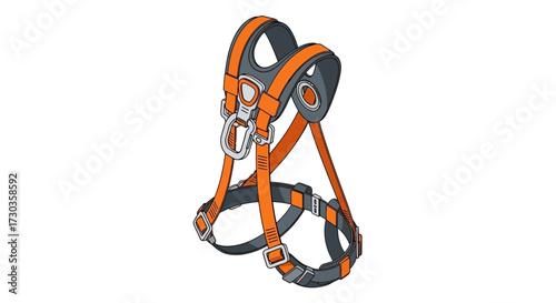 Isolated Illustration of a Safety Harness Used in Industrial Sectors
