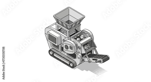 Isometric Automated Extractor Machine Concept Design Presentation Art