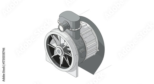 Isometric depiction of centrifugal industrial ventilation system element