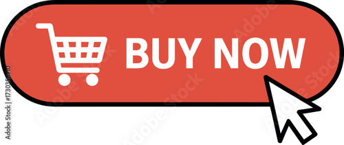 Clickable red button with shopping cart icon and "BUY NOW" text, representing online shopping and commerce.