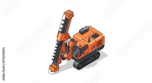 Isometric illustration of a drilling machine for construction and drilling