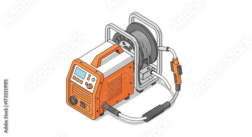Isometric Illustration of Portable Welding Machine with Wire Spool System