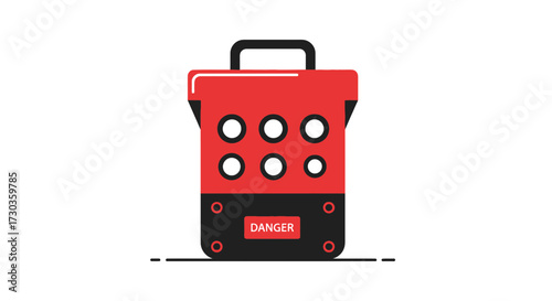 Minimalist Danger Box Illustration with Geometric Shapes and Color Accents