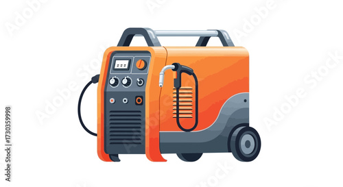 Modern portable mig welding machine on wheels isolated on white background