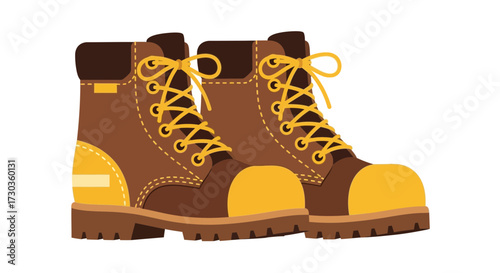 Pair of sturdy work boots with laces, ready for rugged adventures