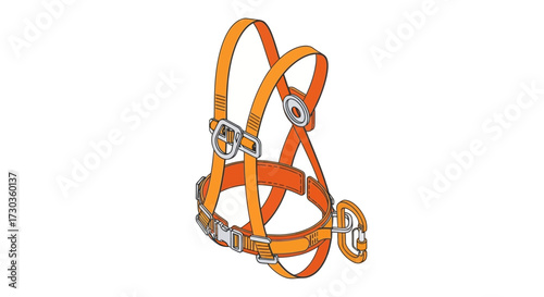 Orange safety harness equipment for fall protection used in construction