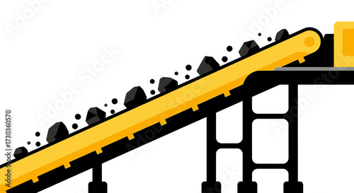 Stylized Conveyor Belt Illustration for Industrial Themes and Operations