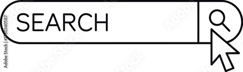 Cursor hovering over search bar with magnifying glass icon, symbolizing online search and information discovery