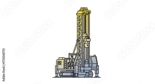 Stylized illustration of mobile drilling rig equipment on white background