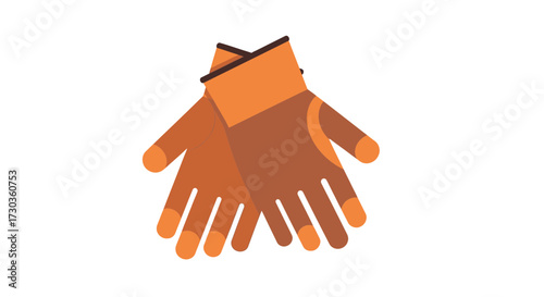 Stylized illustration of protective hand gloves in warm earth tone colors