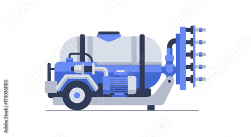 Vector illustration of a compact irrigation sprayer machine on a white background