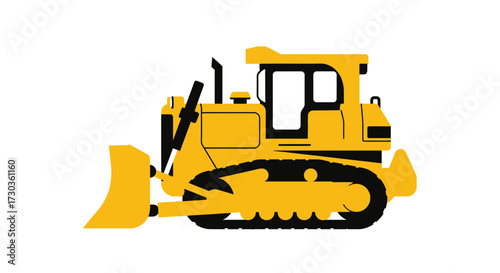 Vector illustration of a yellow bulldozer on a white background