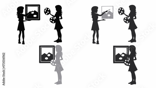 Creative artist silhouettes showcasing artistic passion and creation, perfect for visual storytelling in art and design projects, originally a scalable vector