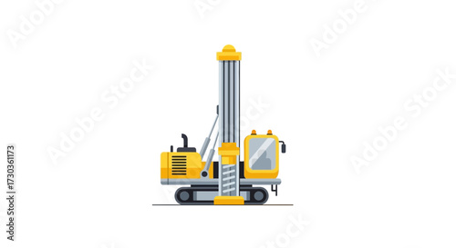 Vector Illustration of an Industrial Drilling Machine for Ground Work