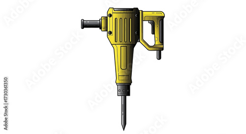 Vibrant yellow demolition hammer artwork for industrial applications