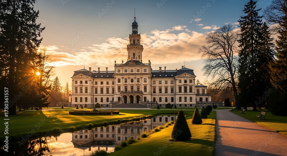 Obraz premium Majestic Palace at Sunrise.