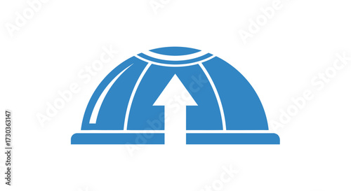 Innovative conceptual dome with upward arrow symbolizing growth and expansion towards progress