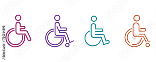 Accessibility Icons in Various Colors Symbolizing Inclusivity and Support for People with Disabilities Design for Web and Print