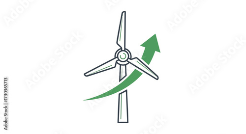 Rising trend of wind energy illustration depicts an upward trending renewable resource industry