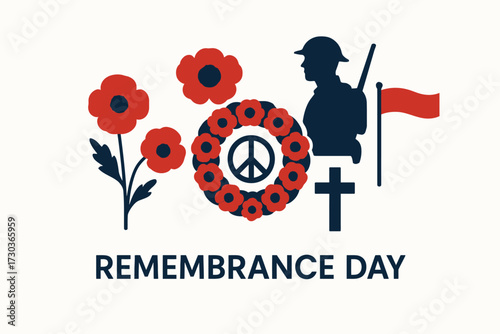 Remembrance Day Flat Multi-Element Illustration