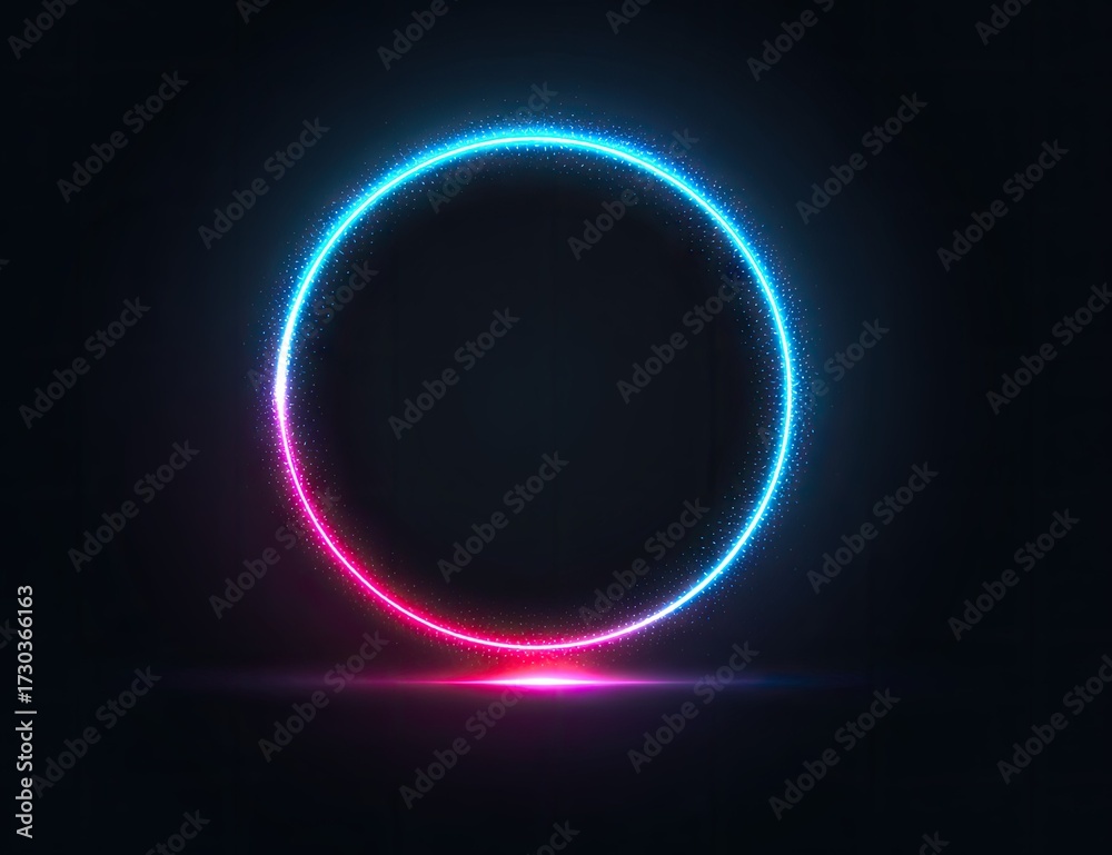 Obraz premium Neon ring illustration on dark background abstract design element