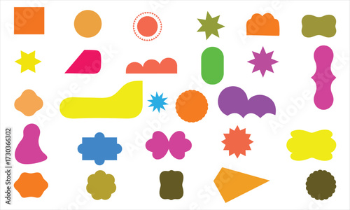 Colorful Geometric Shapes on White Background for Creative Design and Abstract Art Projects