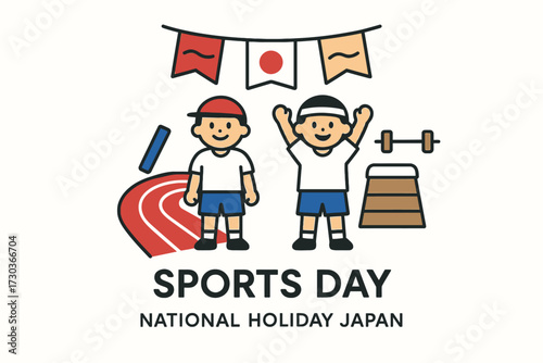 Japan Sports Day Modern Flat Design Illustration