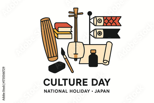 Japan Culture Day Modern Flat Design Illustration