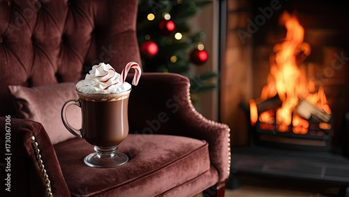 Wallpaper Mural Cozy Christmas hot chocolate by fireplace Torontodigital.ca