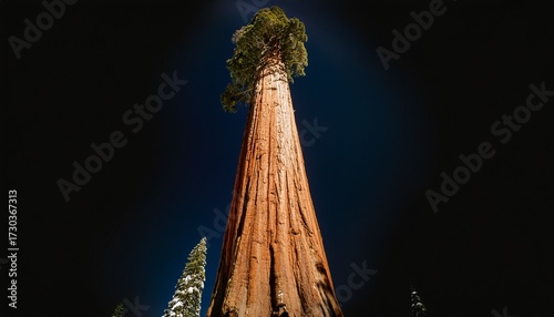 Giant Sequoia Trees In The Forest Dunring Winter
