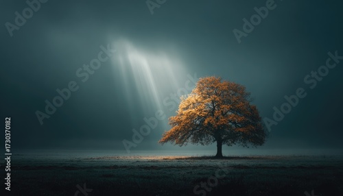 Lonely tree bathed in ethereal light (1)