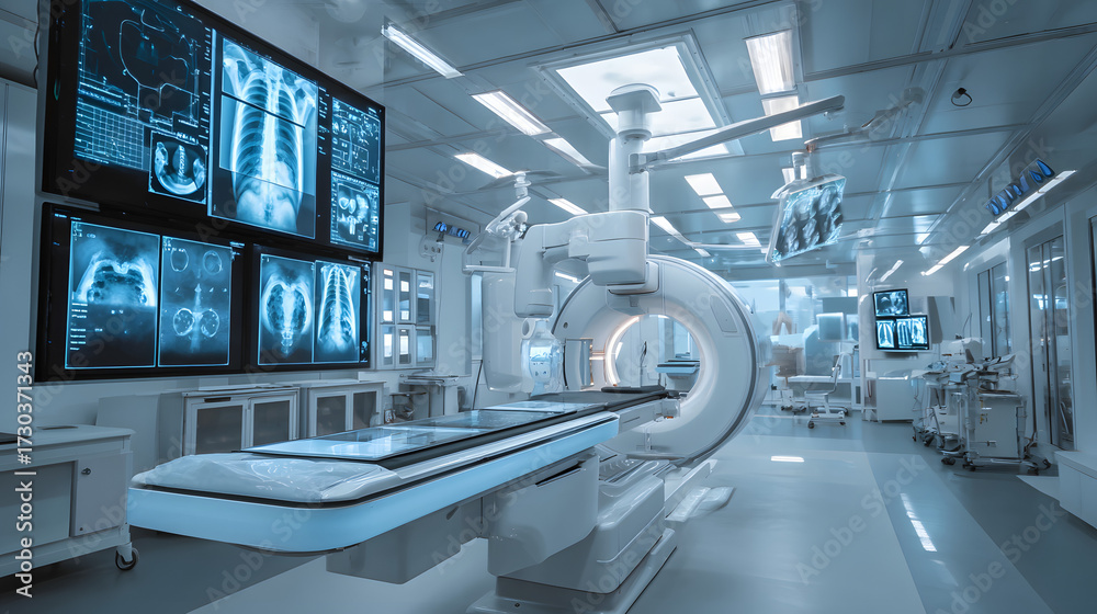 Obraz premium X-Ray Procedure in a Modern Hospital Room