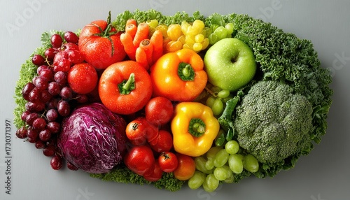 Colorful assortment of fresh produce arranged artistically